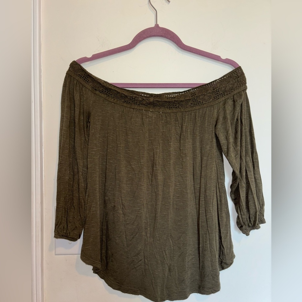 Aeropostale Olive Off-Shoulder Top - Picture 4 of 6